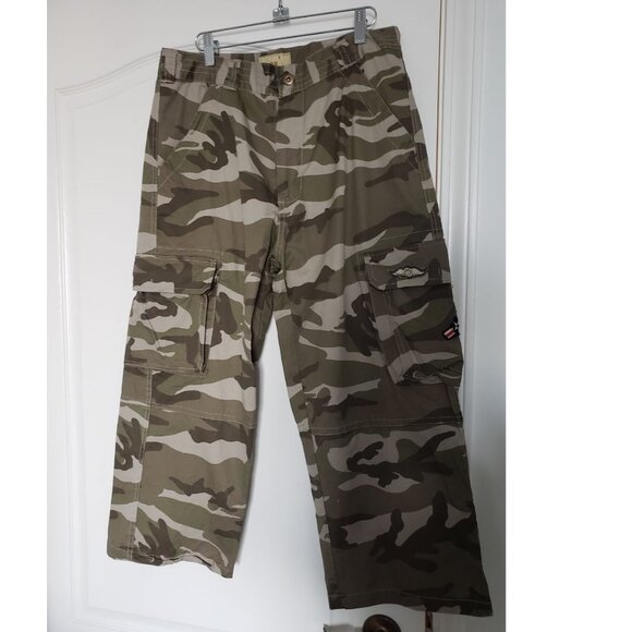Mens Army Green Camo Pants Size 32 - Picture 2 of 9